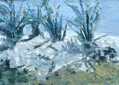DUNE SHRUBS, 2007, Oil on panel 30.5 × 61 cm / 12" × 24"