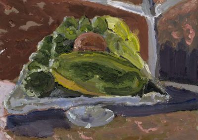 Still Life with Papaya, 2018 Huile sur panneau / Oil on panel - 60.96 x 60.96 cm / 24” x 24”