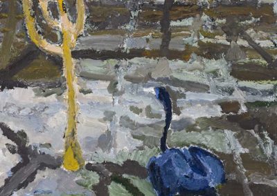 Blue Heron, 2018, Oil on panel, 36” x 36”