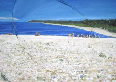 Beach at North Fork, Long Island, 2010 Oil on Metal and plexi-glass construction 35 x 45 inches