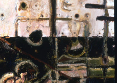PIETA, 1995, Oil, tar, wax on distressed metal and wood/shingle construction, 72 x 48.75 inches