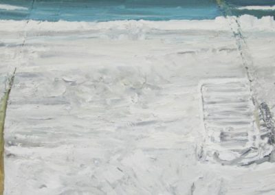 Beach at Harrington House, 2010, Oil and beeswax on masonite and wood construction, 94 x 55.9 cm - 37 x 22 inches